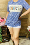 DLH12579 NOT PERFECT JUST FORGIVEN multi color printed short sleeve women tops (GS9)