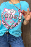 Rodeo cowgirl printed turquoise women T-shirt DLH12320(BS9