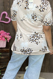 XCH14648 A COWBOY heart & arrow leopard printed short sleeve women top