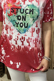 XCH14652" STUCK ON YOU" Cactus&Heart red multi color printed short sleeve women tops(AS15)