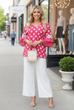 Western polka dots patchwork lace ruffle bell sleeve women boutique top XCH17290 FS6