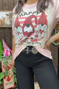 DLH14548 "HAPPY Valentine's Day "words&holiday graphic multi color printed short sleeve women top