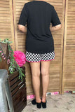 Southern Stitch black short sleeve top & checkered shorts 2pc women set XCH16958