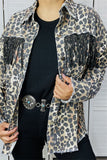 DLH13755 Leopard print rhinestone black tassel/fringe denim women coat/jacket