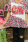 XCH14606 LOVE leopard multi color printed short sleeve women top/T-shirt