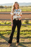 Western cowboy printed short sleeve women t-shirt XCH16916(FS1)