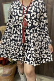 GJQ15311 Leopard printed long sleeve wholesale women dresses w/side pockets