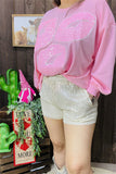 DLH15246 Wholesale ivory sequin women shorts w/elastic waist band&side pockets( IS10)