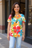 Southern Stitch Brand floral double ruffle short sleeve women top GJQ16389