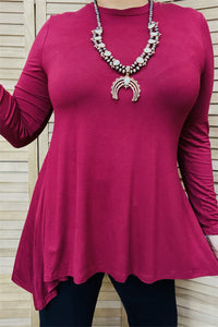 BQ15412 Wholesale plus size burgundy long sleeve baby doll women top w/ irregularity bottom