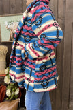 DLH14505 Aztec printed winter long sleeve woolen women coat w/pockets wholesale