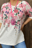 Floral multi-color printed short sleeves women top XCH15061 (DS3)