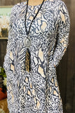 BQ15488 Multi color leopard printed w/side pockets long sleeve women dresses