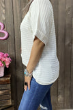 GJQ15717 Off-white women tops short sleeve/double trim small dots to line with soft material