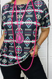 XCH15268 Mom and Me Aztec multi color printed short sleeve women tops wholesale(CS4)