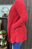 XCH15145-1 Red fabric long sleeve women cardigan /sweater