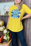 DLH9900 HELLO Pumpkin printed short sleeve ginger women t-shirt IS7