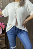 GJQ15717 Off-white women tops short sleeve/double trim small dots to line with soft material