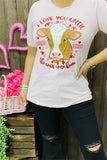 DLH10486 "I LOVE YOU UNTIL THE COWS COME HOME" Cow multi color printed women pink T-shirt