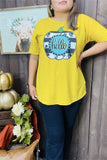 DLH9900 HELLO Pumpkin printed short sleeve ginger women t-shirt IS7