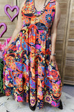 XCH15848 Paisley&floral graphic multi color printed sleeveless  women dress