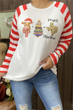 DLH8412  Perfect Christmas red striped long sleeve printed women t-shirt IS8