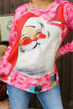 DLH15340 Santa claus graphic printed long sleeve women tops