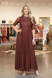 Western brown mesh women's boutique maxi dress Southern Stitch XCH17453 AS6
