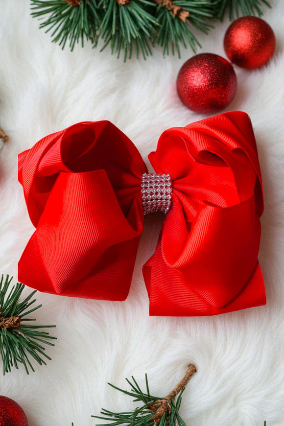 Red double layer hair bows 7.5