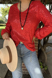 XCH15795 Sequin long sleeve women tops w/red lining