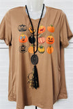 DLH9747 Halloween pumpkin prints short sleeve women tops wholesale IS5