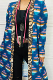 YMY9874 Aztec/leopard printed long duster women cardigan (AS7)