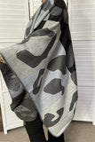 LW11398 Leopard grey & black color block women shawl