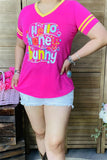 DLH8994 "Hello honey bunny" fuchsia printed short sleeve Easter women t-shirt  (GS11)