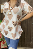 BQ12885 Leopard hearts printed short sleeve women tops for valentine holiday