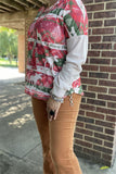 BQ15376 "Merry Christmas"graphic printed w/beige solid color long sleeve women tops