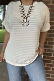 GJQ15717 White women tops short sleeve/double trim small dots to line with soft material