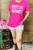 DLH9115 MAMA Floral multi color printed short sleeve women T-shirt (GS12)