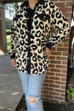 BQ15490 Black/beige leopard w/front pockets&buttons long sleeve women coats/jackets wholesale