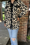 BQ15490 Black/beige leopard w/front pockets&buttons long sleeve women coats/jackets wholesale