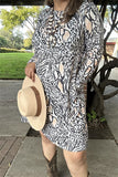 BQ15488 Multi color leopard printed w/side pockets long sleeve women dresses