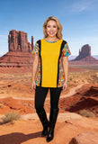 Yellow & Black & Western prints short sleeve women t-shirt GJQ10664 (ES3)