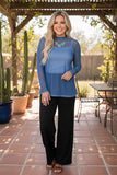 Western chic blue mesh women's boutique top Southern Stitch XCH17062