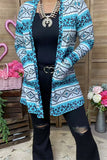 XCH15895 Aztec&leopard multi color printed long sleeve women cardigan