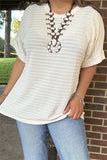 GJQ15717 White women tops short sleeve/double trim small dots to line with soft material