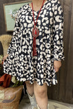 GJQ15311 Leopard printed long sleeve wholesale women dresses w/side pockets