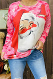 DLH15340 Santa claus graphic printed long sleeve women tops