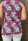 YMY6932 Multi color/pattern sleeveless blouse