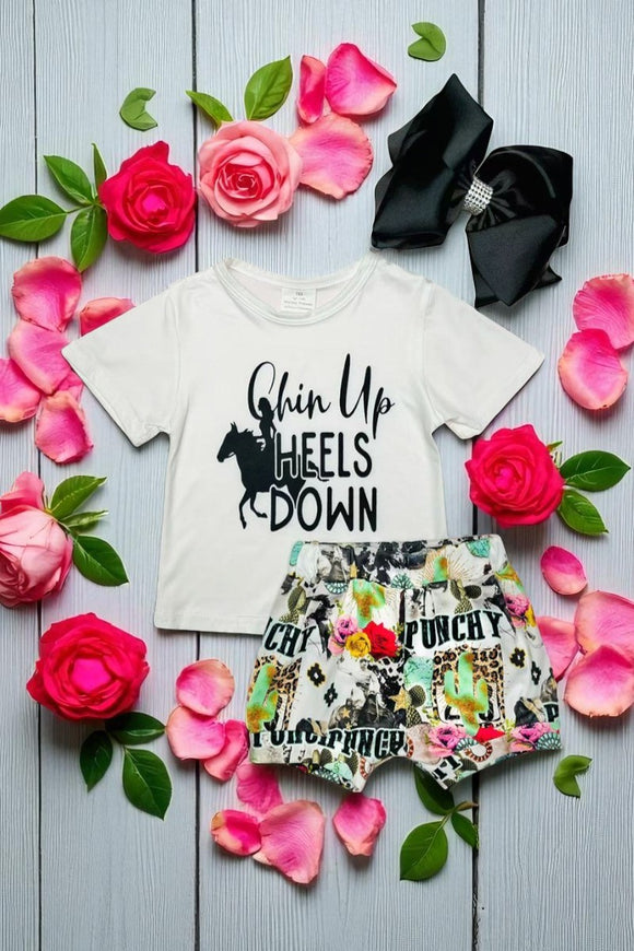 Western chin up heels down top & shorts 2pc baby sets 9160MZ A14S5