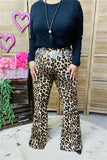 BQ15729 Black/brown leopard printed pants w/black tops 2pcs women sets